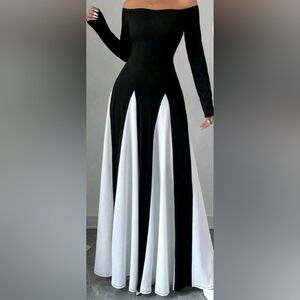 Chic Black and White Maxi Dress And Shoes